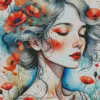 Flower Poppy Lady Diamond Painting