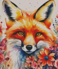 Fox And Flowers Art Diamond Painting