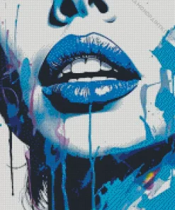 Illustration Blue Lips Diamond Painting