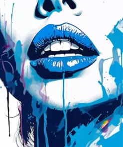 Illustration Blue Lips Diamond Painting