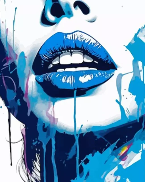 Illustration Blue Lips Diamond Painting