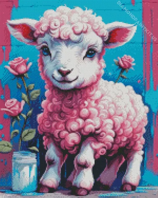 Pink Fluffy Lamb Diamond Painting