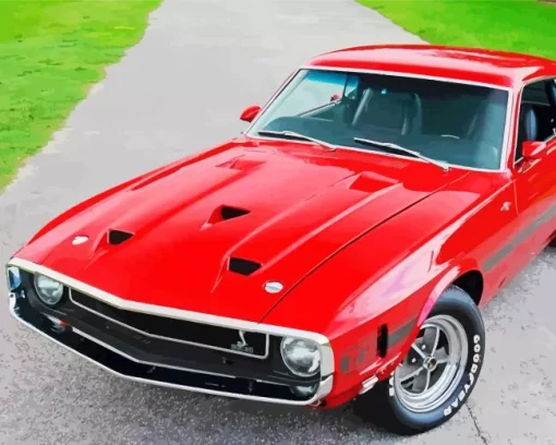 Red Ford 500gt Car Diamond Painting