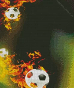 Soccer Balls On Fire Diamond Painting