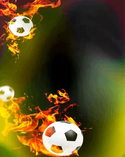 Soccer Balls On Fire Diamond Painting