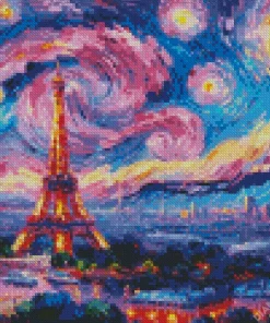 Starry Night Eiffel Tower Diamond Painting