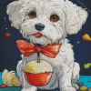 White Morkie Puppy Diamond Painting