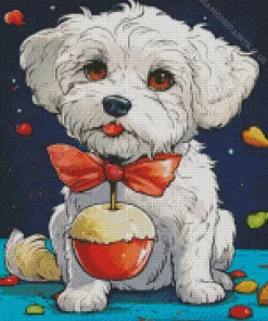 White Morkie Puppy Diamond Painting