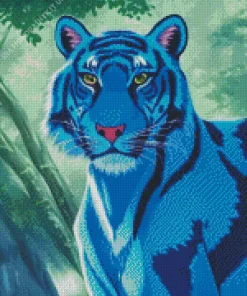 Anime Blue Tiger Diamond Painting