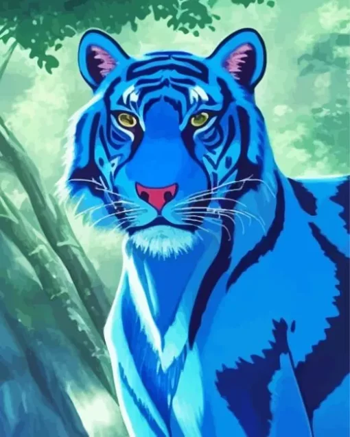 Anime Blue Tiger Diamond Painting