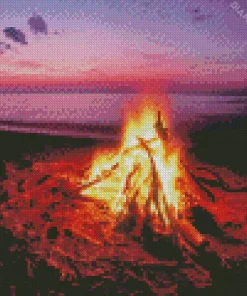 Beach Bonfire At Sunset Diamond Painting