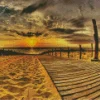 Beach Boardwalk At Sunset Diamond Painting