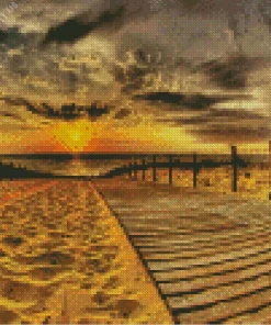 Beach Boardwalk At Sunset Diamond Painting