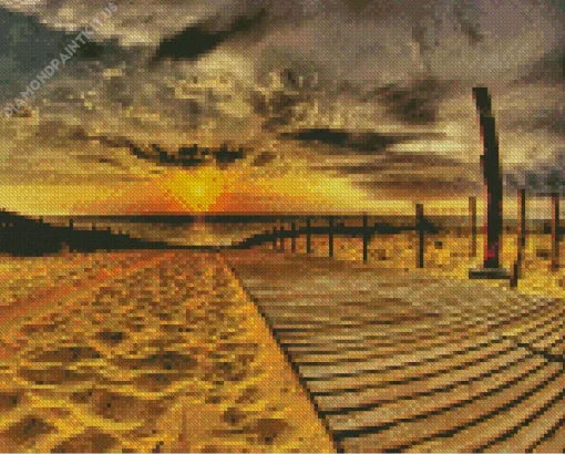 Beach Boardwalk At Sunset Diamond Painting