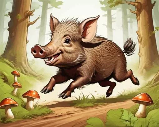 Boar Baby In Forest Diamond Painting