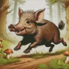 Boar Baby In Forest Diamond Painting