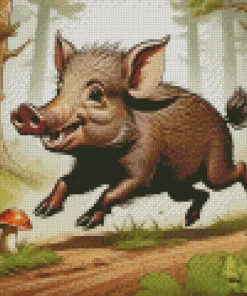 Boar Baby In Forest Diamond Painting