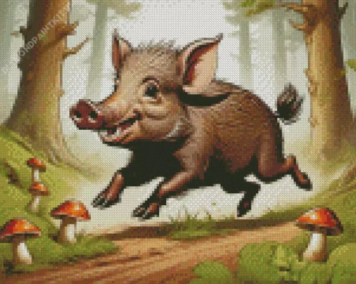 Boar Baby In Forest Diamond Painting