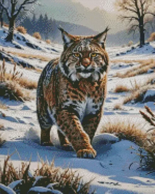 Bobcat in Snow Diamond Painting