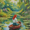 Ginger Girl On Row Boat Diamond Painting