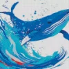 Illustration Blue Whale Art Diamond Painting