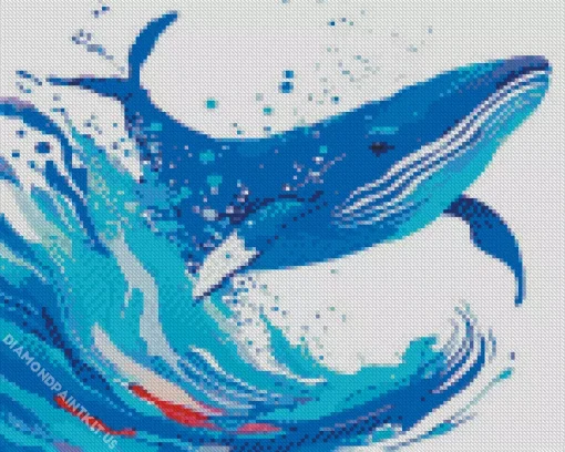 Illustration Blue Whale Art Diamond Painting