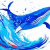 Illustration Blue Whale Art Diamond Painting