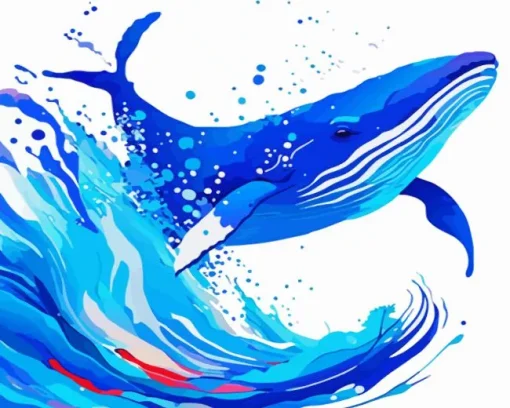 Illustration Blue Whale Art Diamond Painting