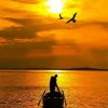 Man On Boat Silhouette Diamond Painting