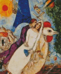 The Betrothed And Eiffel Tower By Marc Chagall Diamond Painting