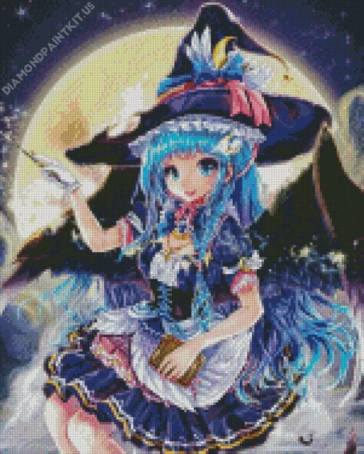 Anime Blue Witch Diamond Painting