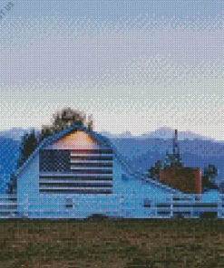 Barn With American Flag Diamond Painting