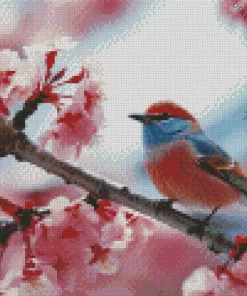 Bird On Flowers Diamond Painting