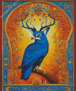 Bird With Antlers Diamond Painting