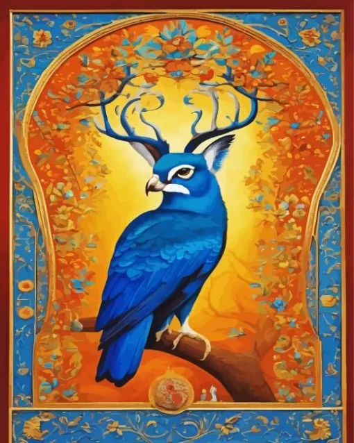 Bird With Antlers Diamond Painting