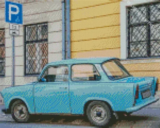 Blue Trabant Car Diamond Painting