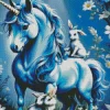 Blue Unicorn And Rabbit Diamond Painting