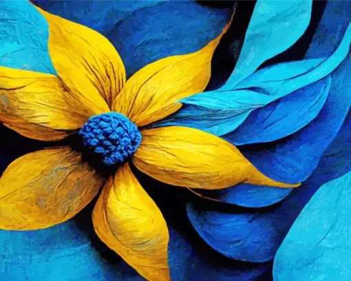 Blue Yellow Flower Art Diamond Painting