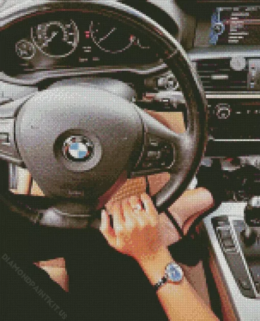 BMW Steering Wheel With Hand Diamond Painting