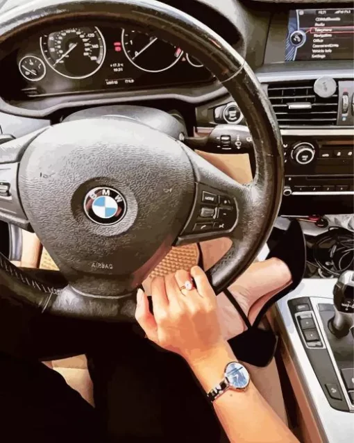 BMW Steering Wheel With Hand Diamond Painting