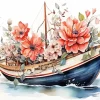 Boat Flowers Diamond Painting