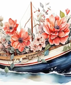 Boat Flowers Diamond Painting