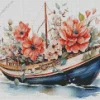 Boat Flowers Diamond Painting