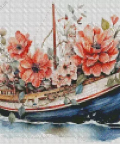 Boat Flowers Diamond Painting