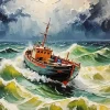 Boat In Storm Art Diamond Painting