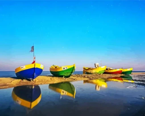 Boats On Beach Diamond Painting