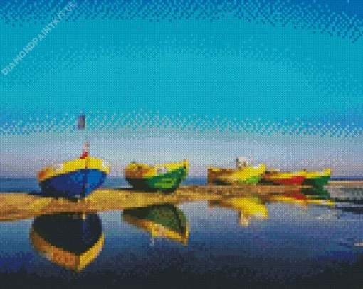 Boats On Beach Diamond Painting