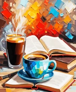 Books And Coffee Diamond Painting