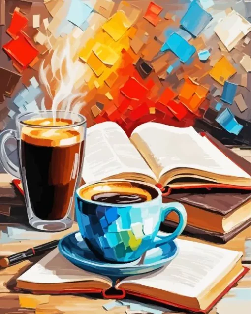 Books And Coffee Diamond Painting