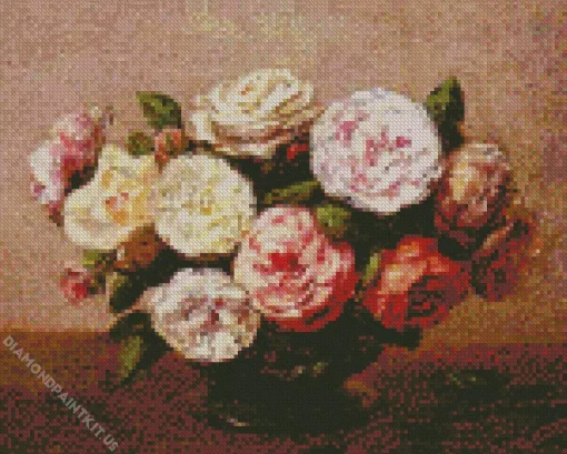 Bowl Of Roses Henri Fantin Latour Diamond Painting